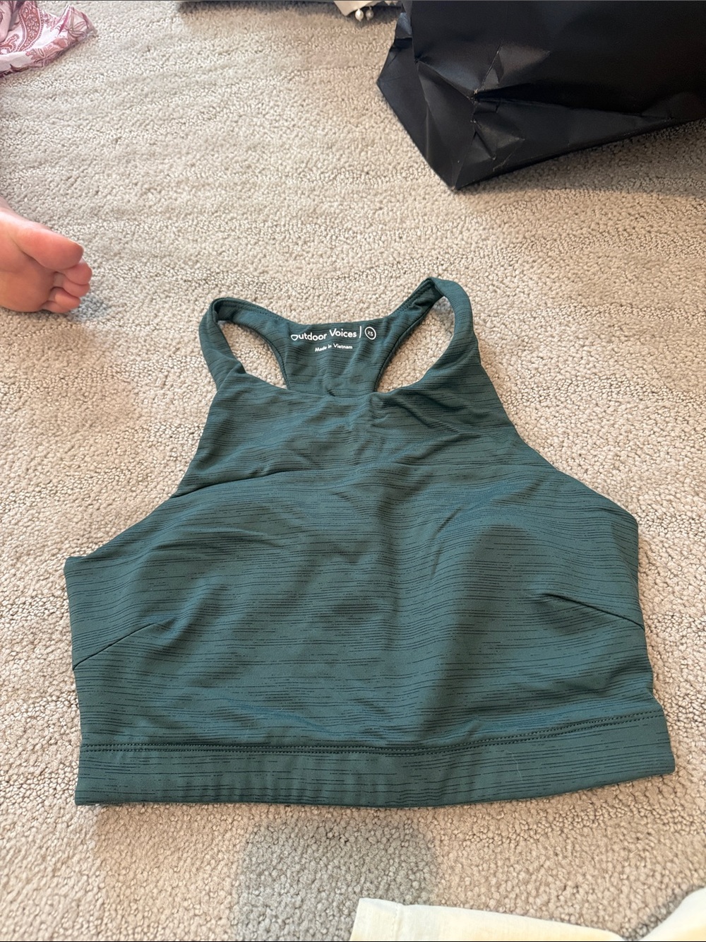 Outdoor Voices Deep Teal High-Neck Racerback Sports Bra